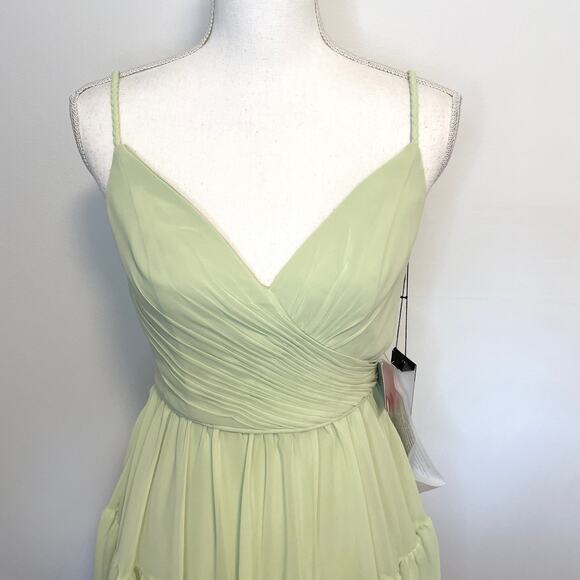 Mac Duggal Braided Spaghetti Strap Faux Wrap Dress In Mint 70200 Size 4 New - Picture 3 of 12